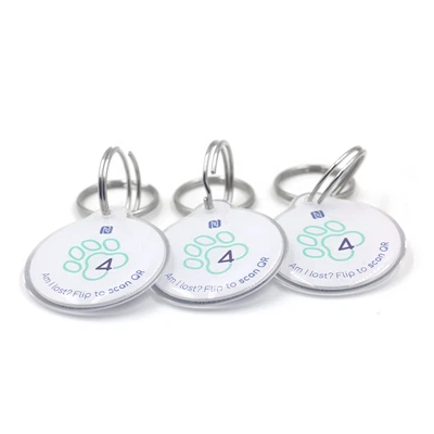 Prispôsobený obojok s QR kódom proti strate NTAG213 Epoxidový RFID NFC štítok pre psa a mačku